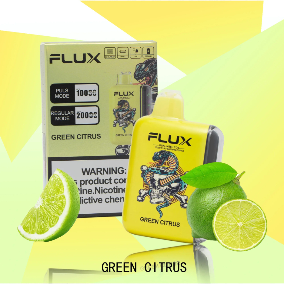 FLUX GREEN CITRUS20000 puffs · 12ml · LED display · 500mAh battery · Type-C portAU$30.00Fimadina