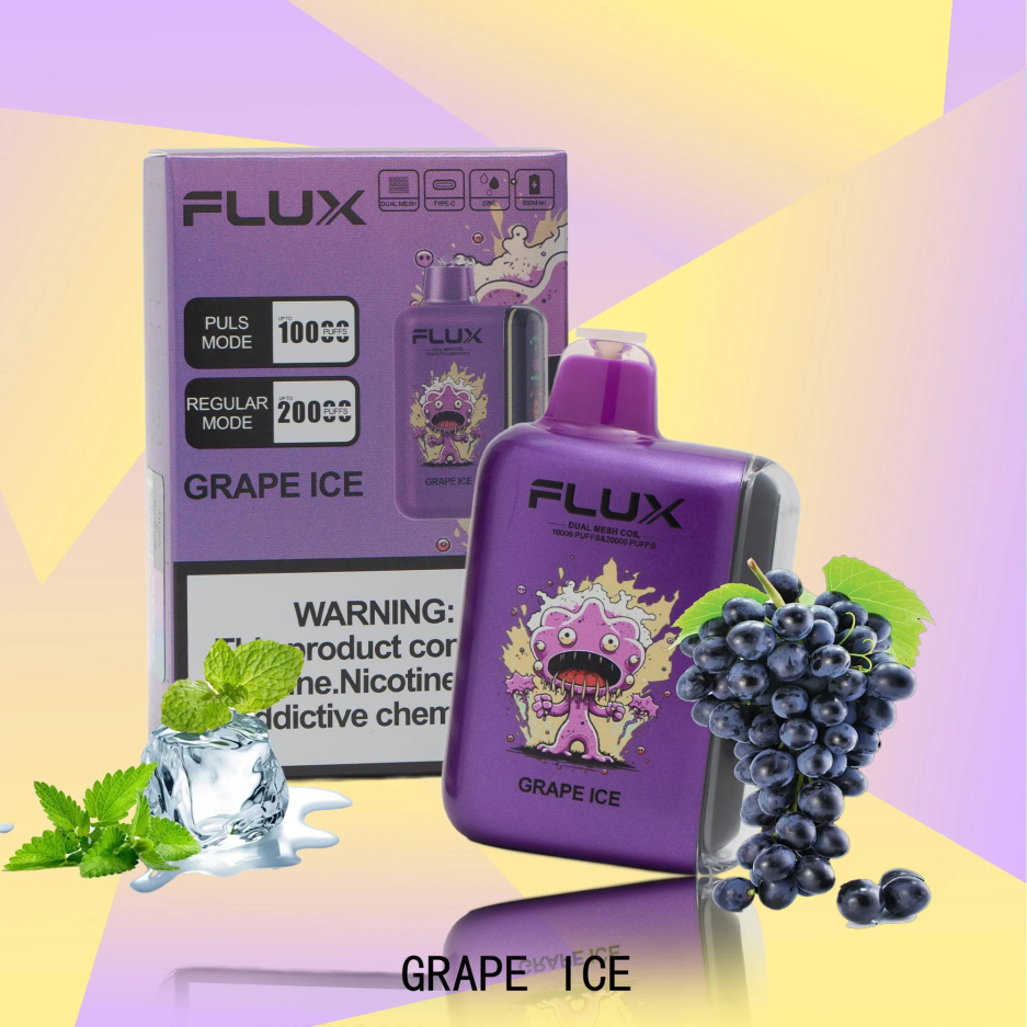 FLUX GRAPE ICE20000 puffs · 12ml · LED display · 500mAh battery · Type-C portAU$30.00Fimadina